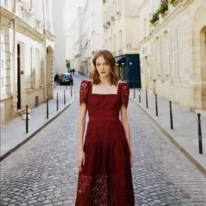 Self-Portrait | Dresses | Self Portrait Burgundy Guipure